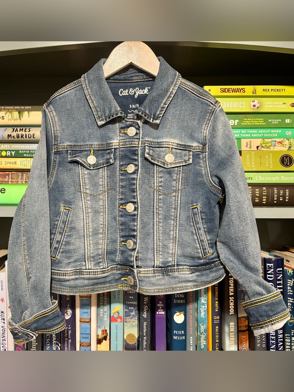 Cat & Jack Girls' Blue Denim Jacket with Faded Detail